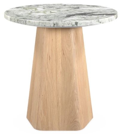 Moe's Home Collection Evelyn Ashen Gray Marble Top End Table with Brown Base-0