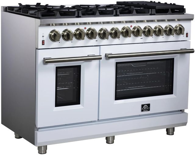 FORNO® Massimo Series Alta Qualita 48" White Pro Style Dual Fuel Range-3