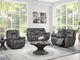 Corinthian Furniture Jordan Charcoal Power Headrest Reclining Sofa with Drop Down Table-1