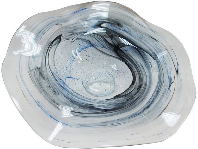 Moe's Home Collection Nautilus Blue and Black Glass Bowl-1