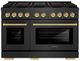 ZLINE Autograph Edition Paramount 48" 6.7 Cu. Ft. Black Satin Stainless Steel Gas Range with 8 Burner DuoPro™ Cooktop and Dual Oven with Champagne Bronze Accent-0