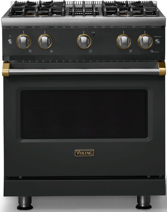 Viking® 5 Series 30" Antique Bronze Pro Style Gas (LP) Range with Brushed Brass Trim-0