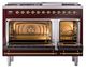 Ilve® Nostalgie II Noblesse 48'' Burgundy Pro Style Dual Fuel Range with Brass Trim-2