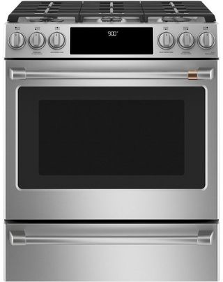 Café™ 30" Stainless Steel Smart Slide-In Dual Fuel Range with Warming Drawer