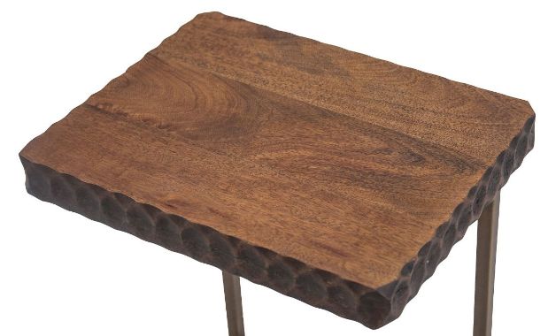 Home Trends & Design Santa Cruz Brown Side Table with Antique Bronze Base-3