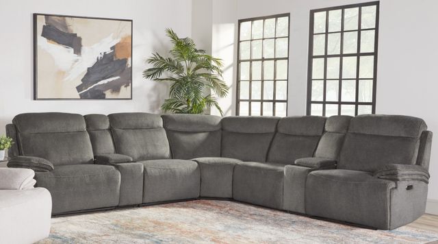 Parker House® Alpine 7-Piece Airy Midnight Power Reclining Curved Sectional-1