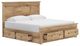 Signature Design by Ashley® Makidern Tan King Panel Bed with 6-Drawer Storage-4
