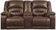 Ashley® Carrarse Teak Brown Power Reclining Loveseat with Console-0