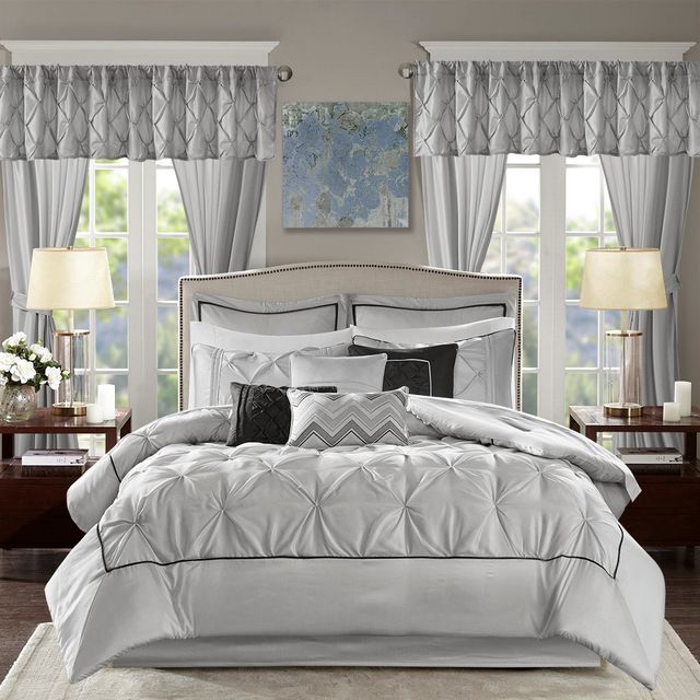 Olliix by Madison Park Essentials 24 Pieces Grey California King Joella Room in a Bag Set-0