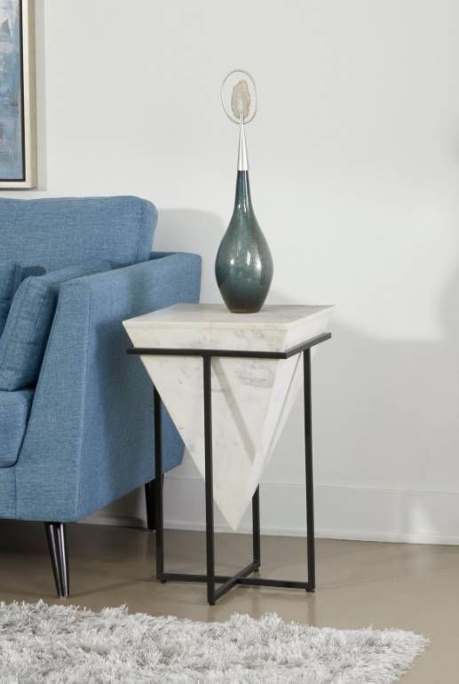 Coast2Coast Home™ Christie White Accent Table with Black Base-3