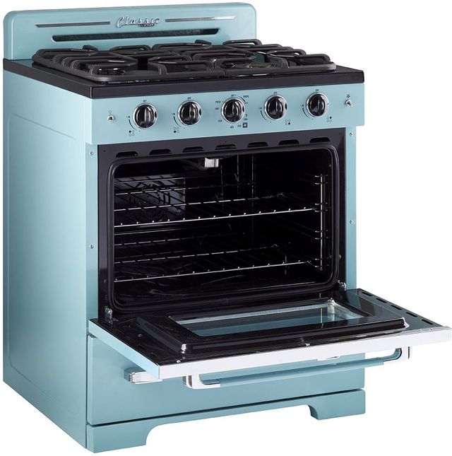 Unique® Appliances Classic Retro 30" Ocean Mist Turquoise Freestanding Gas Range with Convection Oven-2