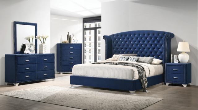 Coaster® Melody 5-Piece Pacific Blue Queen Tufted Upholstered Bedroom Set -0