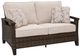 Signature Design by Ashley® Drakes Beach Beige/Dark Brown Aluminum Outdoor Loveseat-0