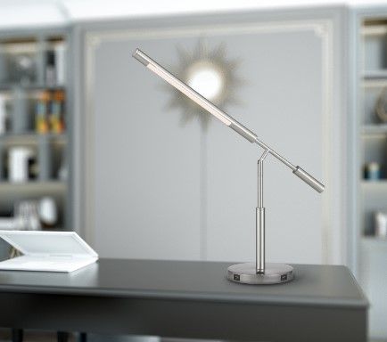 Cal® Lighting & Accessories Auray Brushed Steel Desk Lamp-1