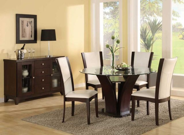 Homelegance® Daisy Glass Top 54" Round Dining Table with Espresso Base-1