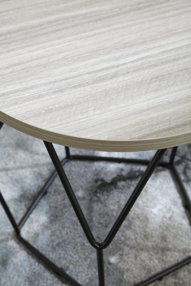 Signature Design by Ashley® Waylowe Light Brown End Table with Black Metal Base-3