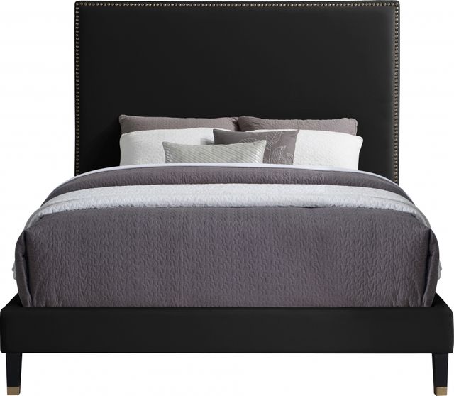 Meridian Furniture Harlie Black Velvet King Bed-1