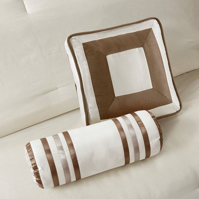 Olliix by Madison Park Genevieve 7 Pieces Brown and Taupe Queen Comforter Set-3