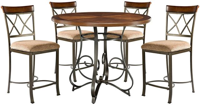 Powell® Hamilton 5-Piece Bronze/Medium Cherry Round Gathering Table Set-0