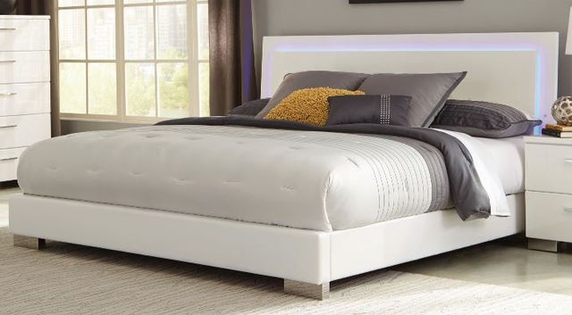 Coaster® Felicity Glossy White Lighted Queen Bed-2