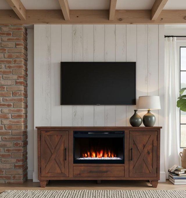 Legends Home Real Cozy Liberty Barnwood 64" Fireplace Console-1