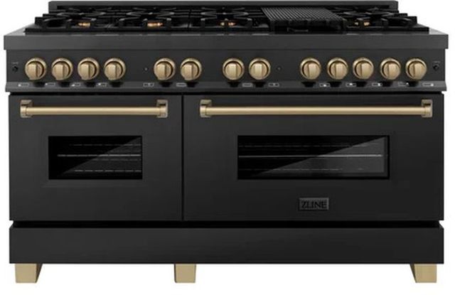 ZLINE Autograph Edition 60" Black Stainless Steel Pro Style Dual Fuel Range-0