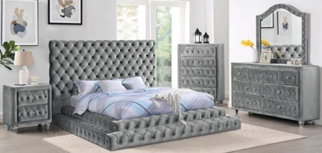 Furniture of America® Stefania 4-Piece Gray Queen Bedroom Set-0