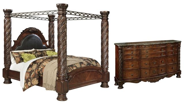 Millennium® by Ashley® North Shore 2-Piece Dark Brown California King Poster Bed Set-0