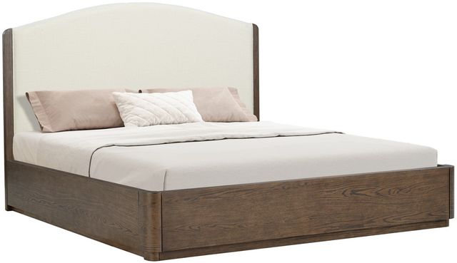 Flexsteel® Athens Chocolate Brown/Ivory King Upholstered Panel Bed-0