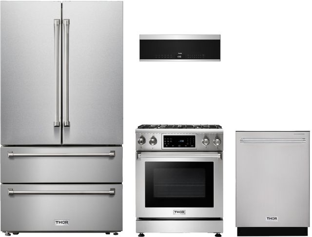 Thor Kitchen® 4 Piece Stainless Steel Gas Kitchen Package-0