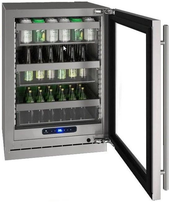 U-Line® Stainless Steel 24" Reversible Hinge Refrigerator-1