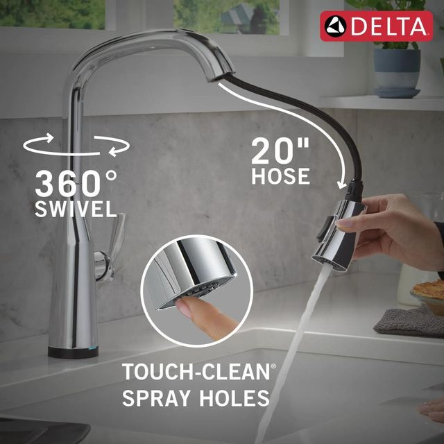 Delta Stryke® Lumicoat® Chrome VoiceIQ® Single Handle Kitchen Faucet with Touch2O® Technology-3