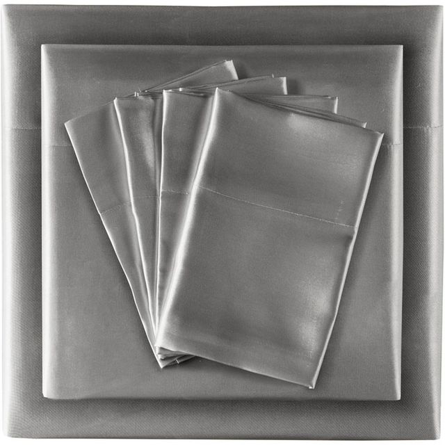 Olliix by Madison Park Essentials 6-Piece Grey King Satin Wrinkle-Free Luxurious Sheet Set-1