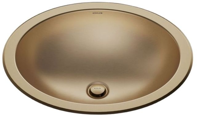 Kohler Bachata® Vibrant Brushed Bronze 20" Oval Drop-In/Undermount Bathroom Sink, No Overflow-4