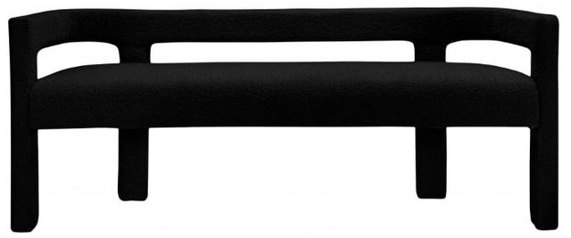 Meridian Furniture Athena Black Boucle Fabric Upholstered Bench-1