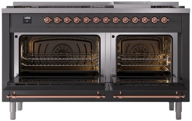 Ilve® Nostalgie II Series 60" Graphite Matte Pro Style Dual Fuel Range-1