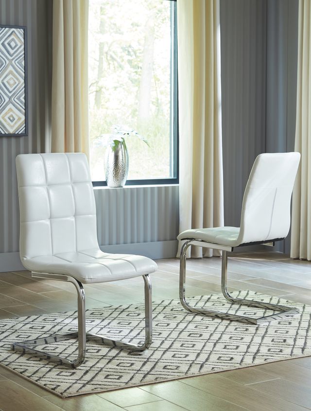 Signature Design by Ashley® Madanere White/Chrome Upholstered Dining Side Chair-1