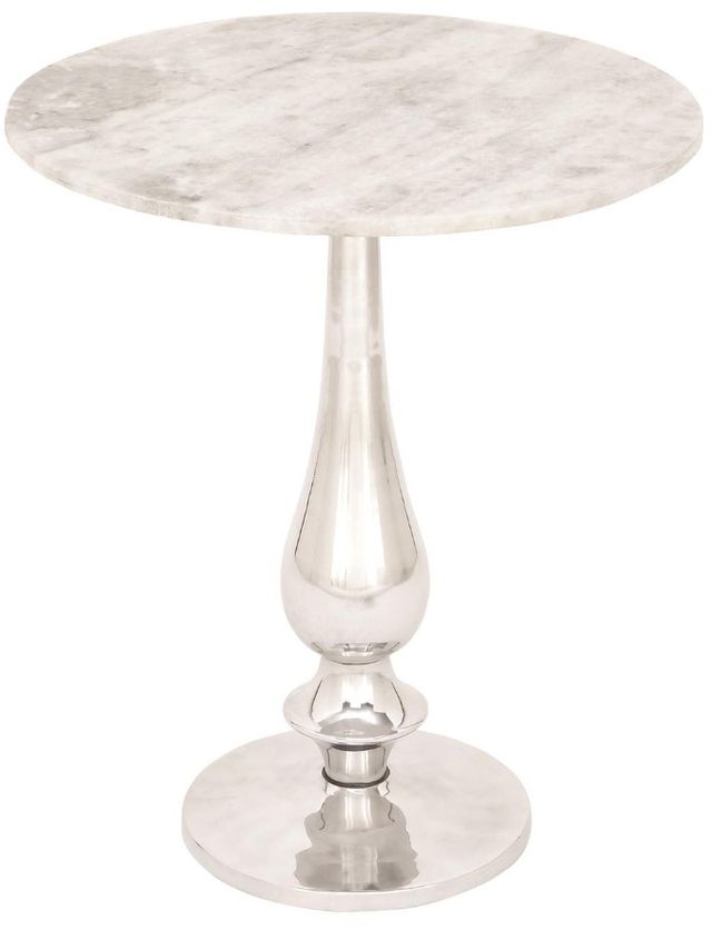 Deco Marche White Accent Table with Silver Base-0