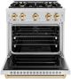 ZLINE Classic Autograph Edition 30" Satin Stainless Steel Pro Style Dual Fuel Range with Polished Gold Accents-1