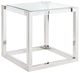 Michael Amini® State St. Glass Top Square End Table with Stainless Steel Base-0
