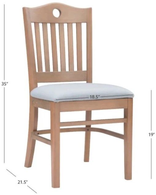 Linon Bianca 2-Piece Gray/Natural Upholstered Dining Chair-2