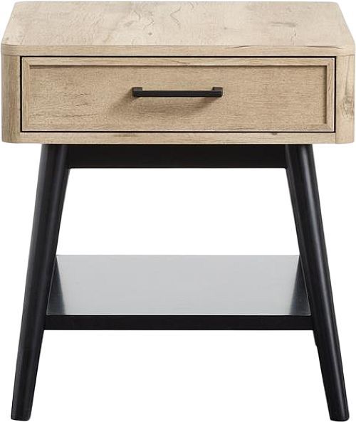 Magnussen Home® Fletcher Driftwood End Table with Black Base-2