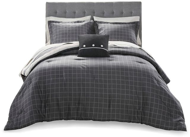 Olliix by Madison Park Essentials Grey/Charcoal Full Dalton Reversible Complete Bedding Set-1