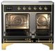 Ilve® Majestic III 40" Glossy Black Pro Style Induction Range with Triple Glass Door and Brass Trim-1