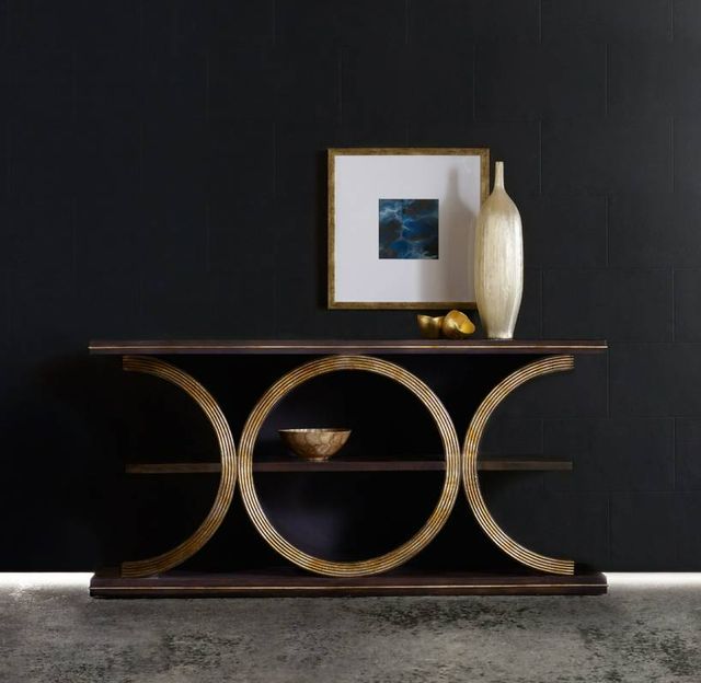 Hooker® Furniture Melange Presidio Dark Walnut Console Table with Gold Accents-1