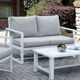 Furniture of America® India Beige/White Aluminum/Fabric Outdoor Loveseat-1