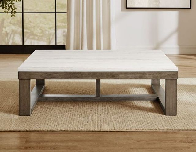 Steve Silver Co. Calla White Marble Top Cocktail Table with Driftwood Base-1