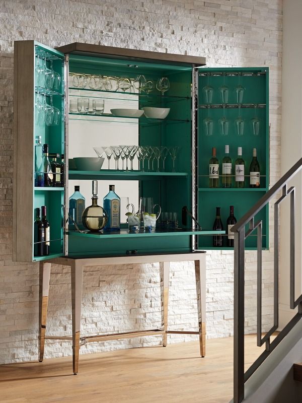 Lexington Home Ariana Cheval Brown/Platinum Bar Cabinet-3