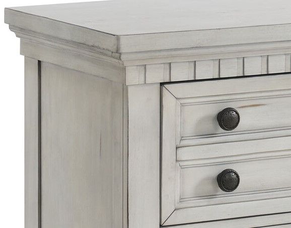 Elements International McCoy Antique White Nightstand-1