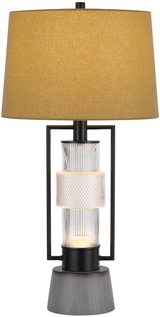Cal® Lighting & Accessories Vallda Cement/Concrete/Matte Black Table Lamp-1